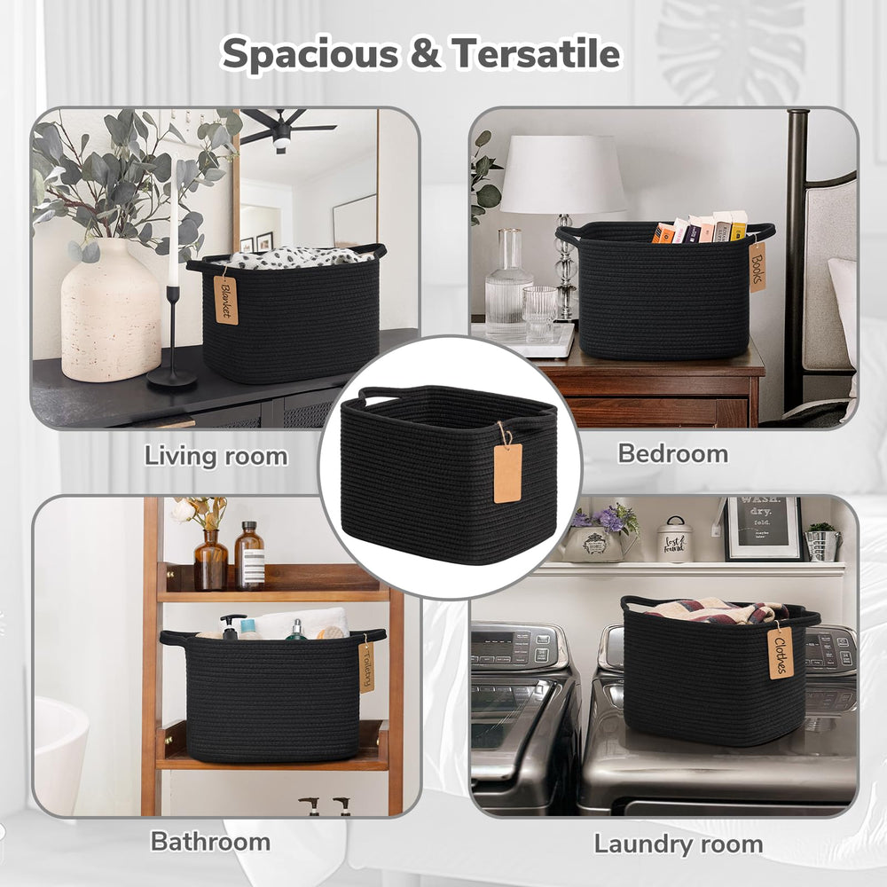Goodpick storage basket on a living room shelf blends style with storage