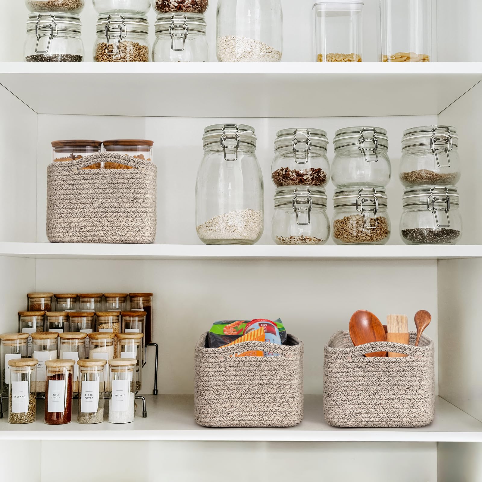 Goodpick storage baskets fit desktop or cabinet shelves for clutter-free spaces.