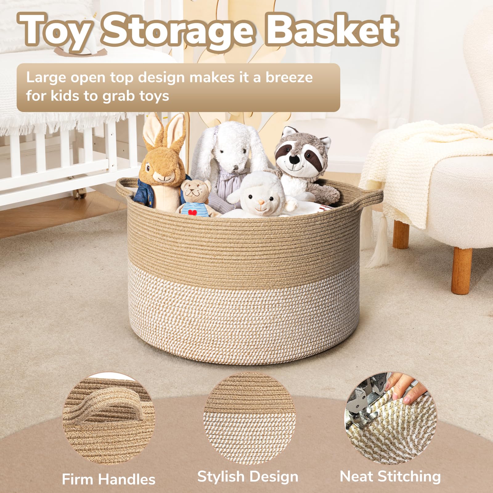 Goodpick basket with two handles makes transport between rooms effortless.
