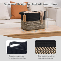 Goodpick towel basket in cotton rope for bathroom organization.