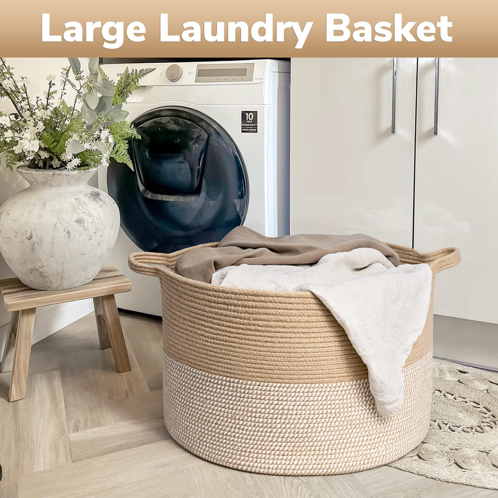 Goodpick neutral color basket adds elegant storage to living rooms and bedrooms.