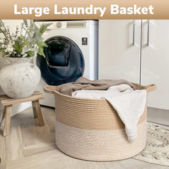 Goodpick neutral color basket adds elegant storage to living rooms and bedrooms.