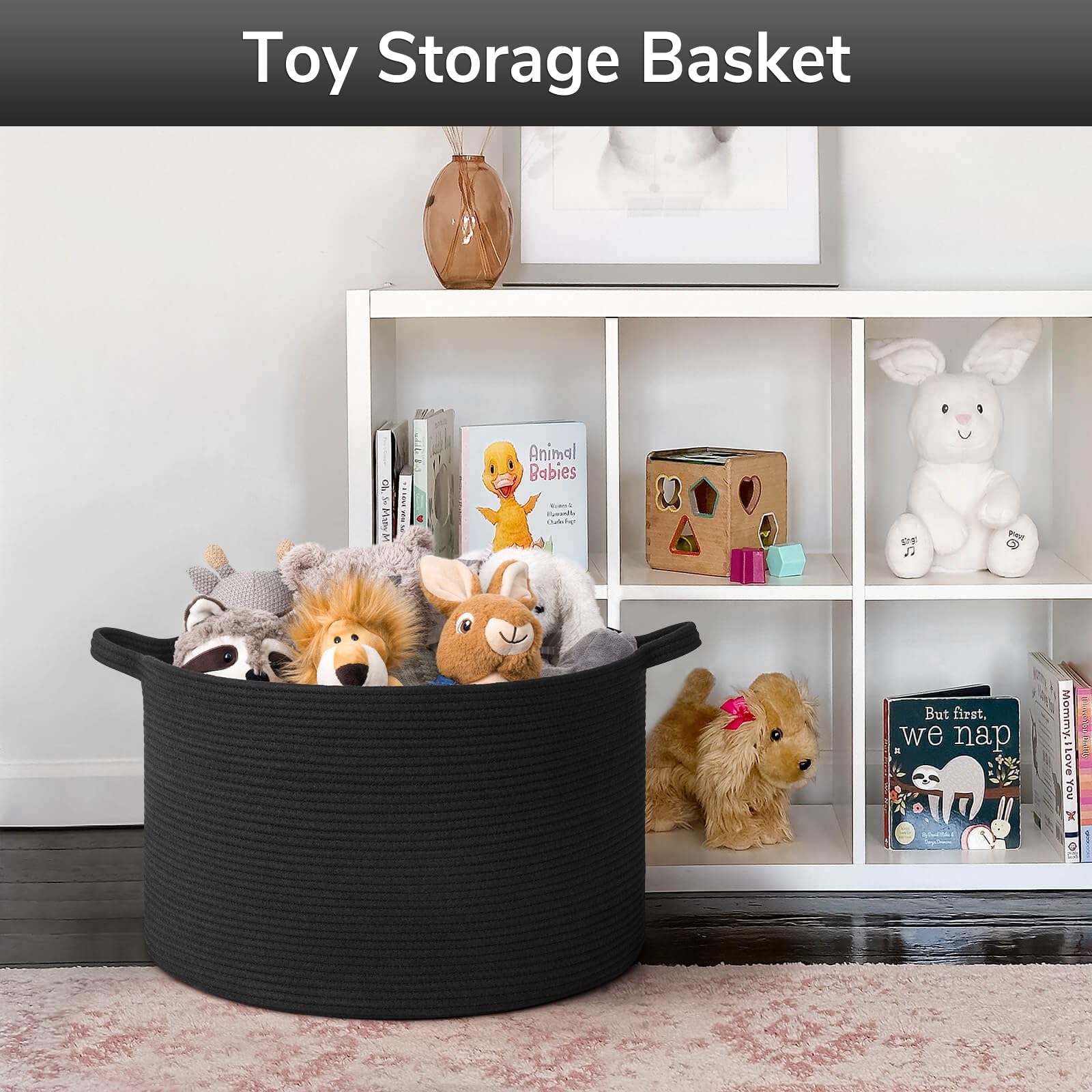 Goodpick basket with two red decorative balls for easy room-to-room transport