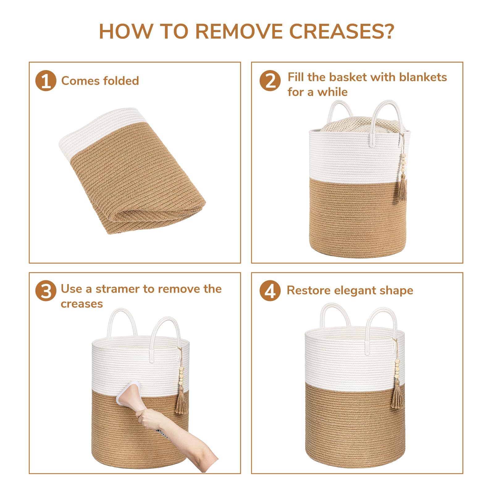 Goodpick white and jute basket blends warmth with decor in living spaces.