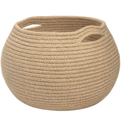 Goodpick round wicker basket in living room with soft jute texture for versatile storage