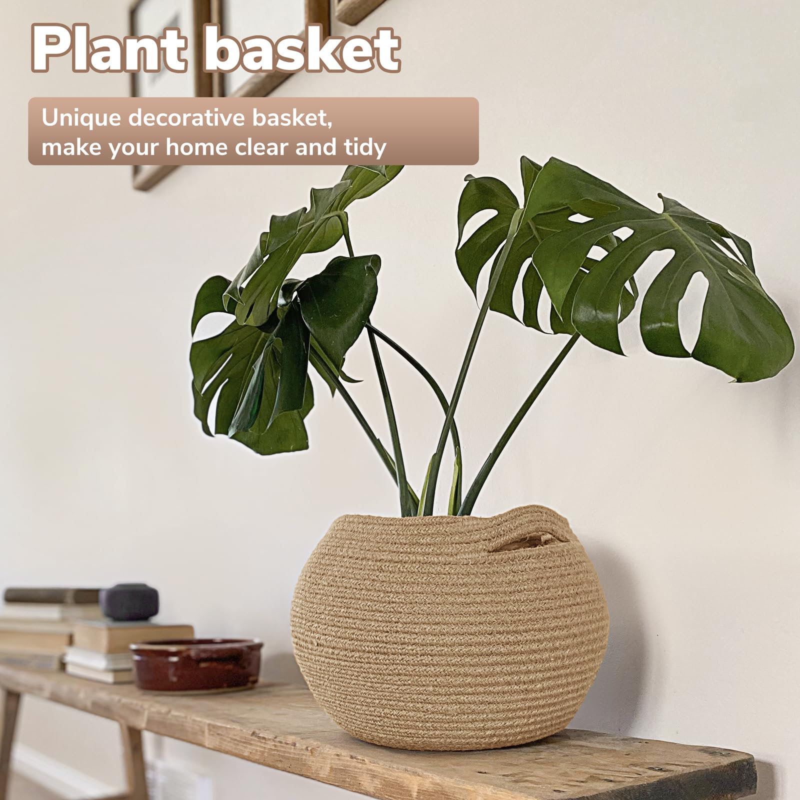 Goodpick round wicker basket holds towels, easy to grab in bathrooms or linen closets