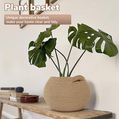 Goodpick round wicker basket holds towels, easy to grab in bathrooms or linen closets