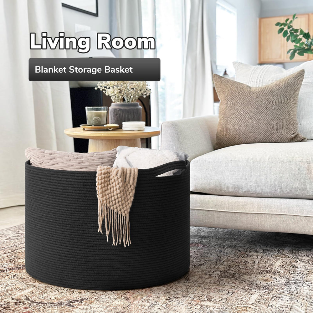 Goodpick woven cotton rope basket adds natural texture to spaces.