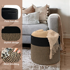 Goodpick woven rope storage basket large-capacity with top-down view, ideal for toys