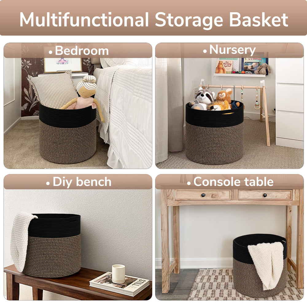 Goodpick woven rope storage basket soft-cotton rope prevents scratches on floors