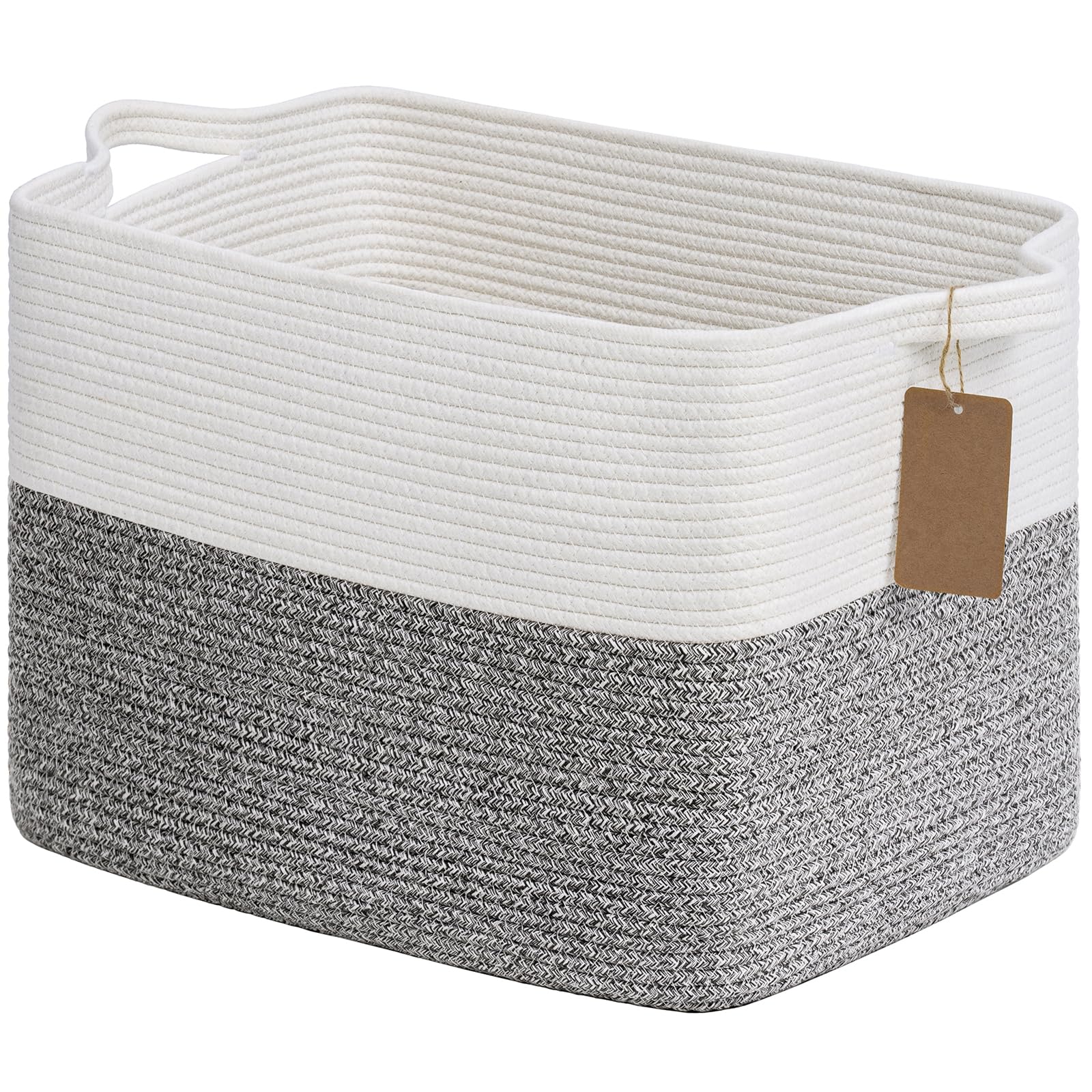 Goodpick woven storage basket with cotton rope and handles for tidy living spaces.