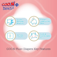 GOO.N Plus+ diaper surface with smooth texture minimizes friction for babies