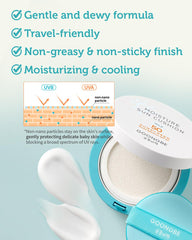 GOONGBE built-in puff press emphasizes controlled reapplication.