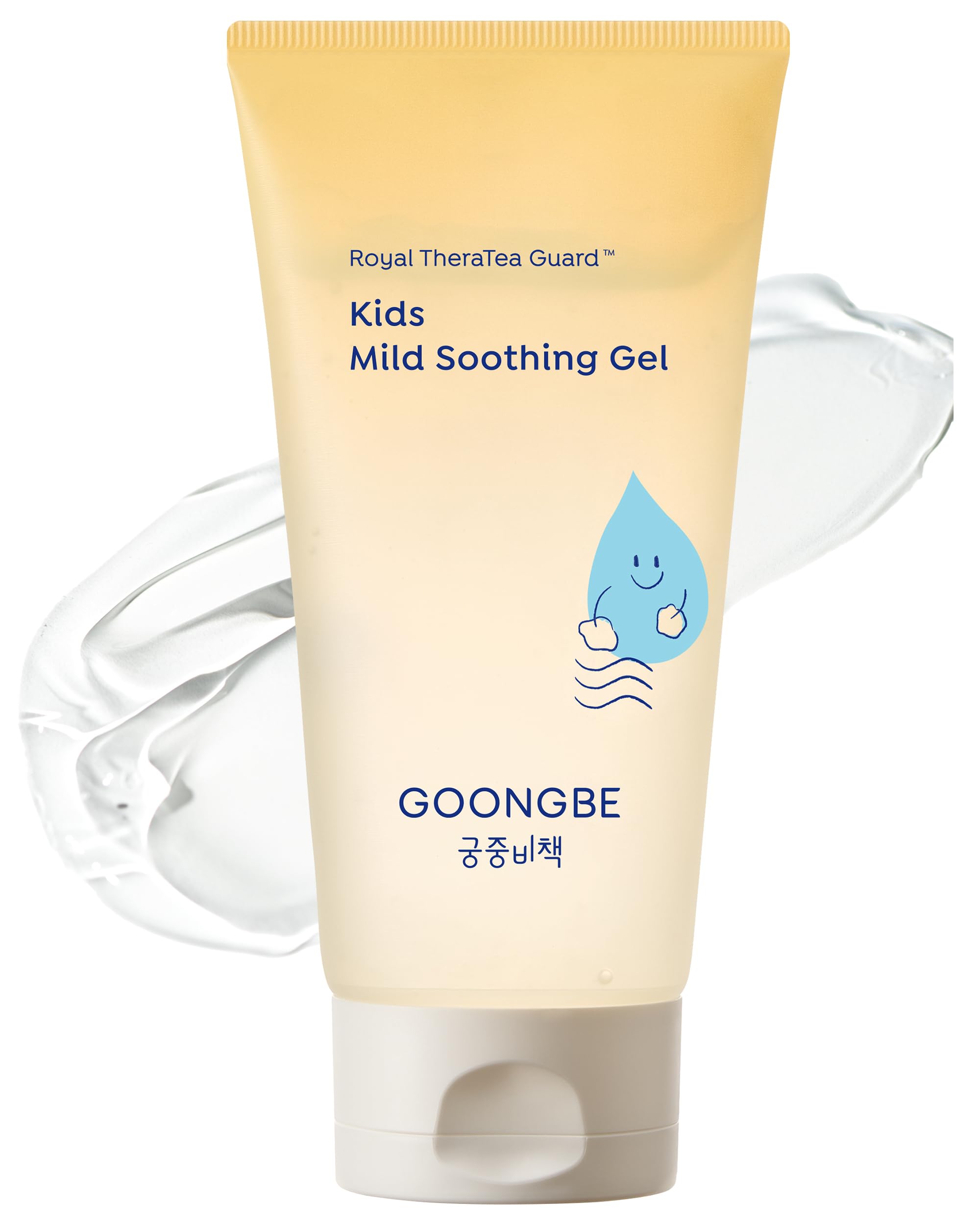 GOONGBE Kids Mild Soothing Gel on face and body after sun exposure for gentle relief.