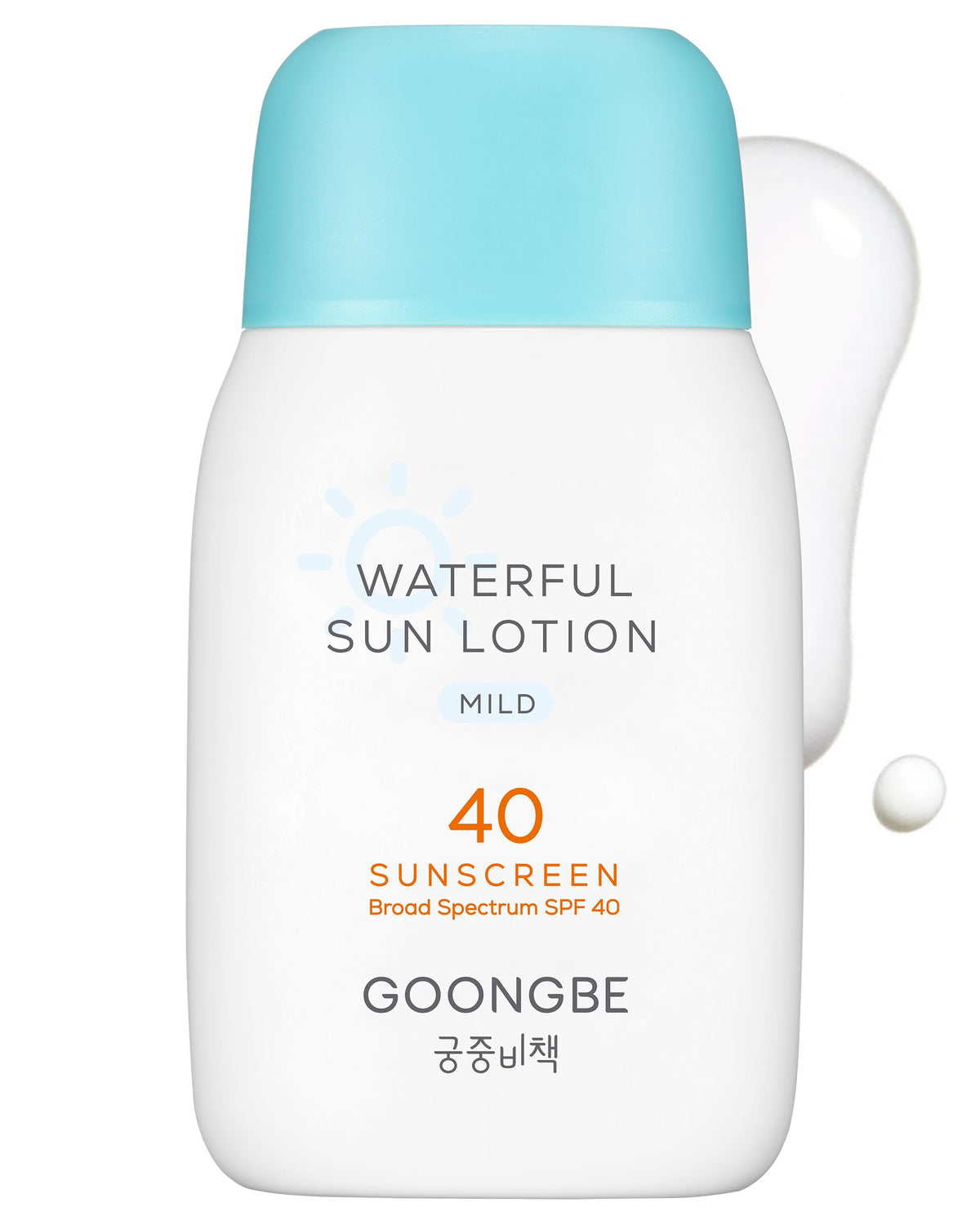 GOONGBE Waterful Sun Lotion bottle front showing SPF 40 protection for sensitive skin
