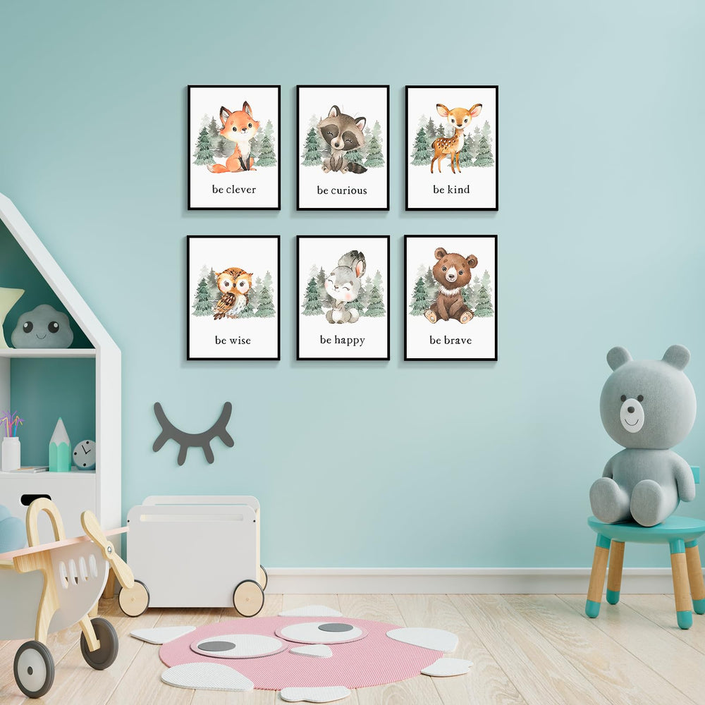 Gooptyinh framed raccoon poster adds whimsy to baby’s room.