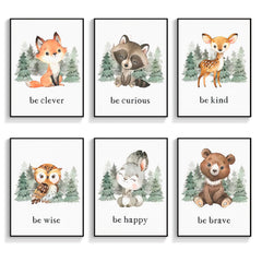 Gooptyinh framed bear poster in a forest scene, perfect focal point for a cozy nursery.