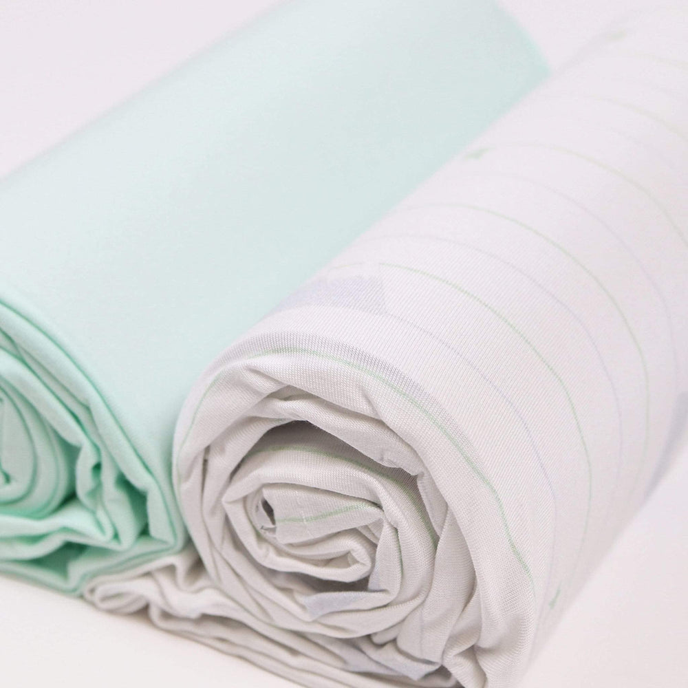 GooseWaddle large 47x47 inch swaddle shows a generous size for a growing infant.