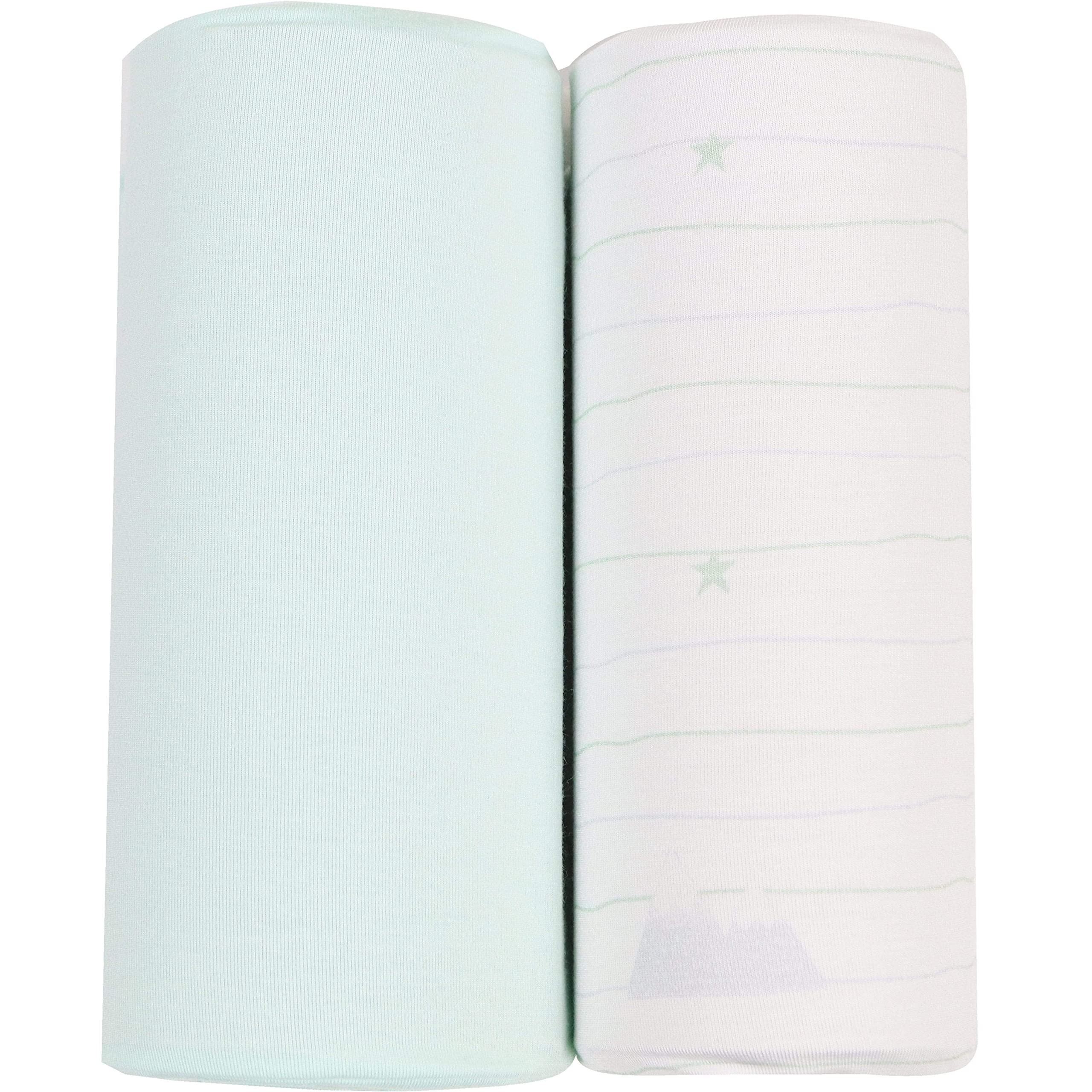 GooseWaddle soft mint swaddle blanket 2-pack close-up of fabric texture for gentle skin touch.