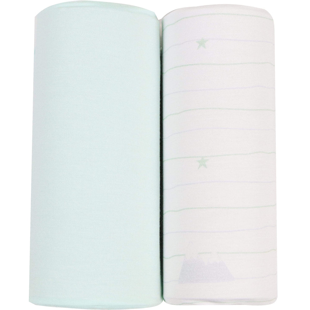 GooseWaddle soft mint swaddle blanket 2-pack close-up of fabric texture for gentle skin touch.