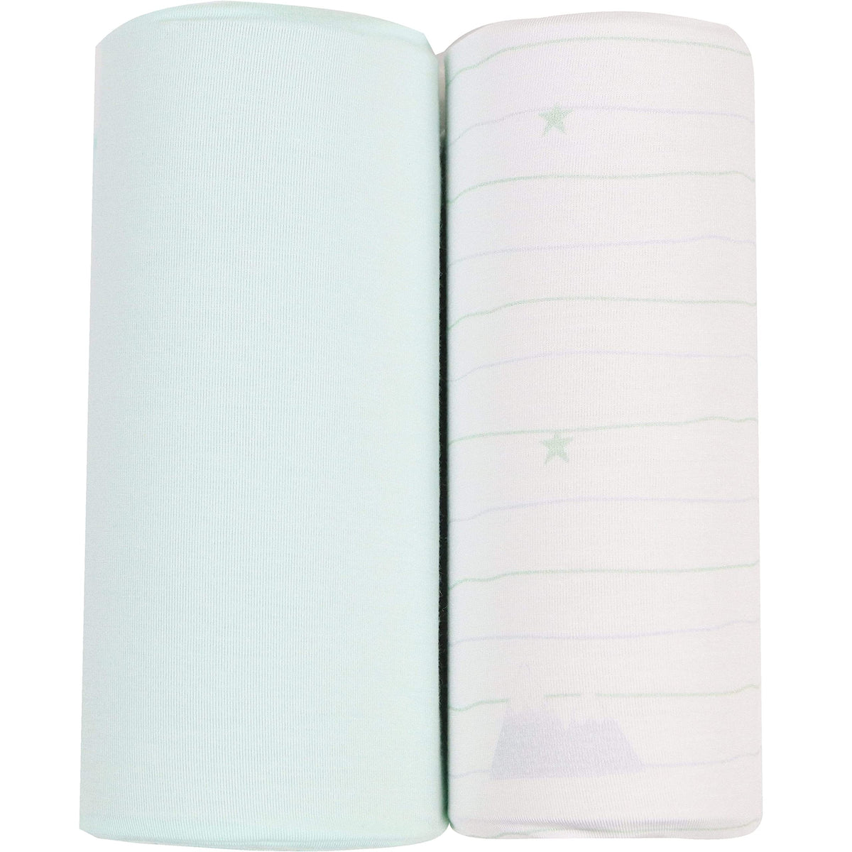 GooseWaddle soft mint swaddle blanket 2-pack close-up of fabric texture for gentle skin touch.