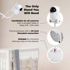 Goozie monitor stand with gooseneck angle for clear sightlines.
