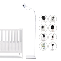 Goozie baby monitor floor stand with universal fit for multiple cameras and quick setup.