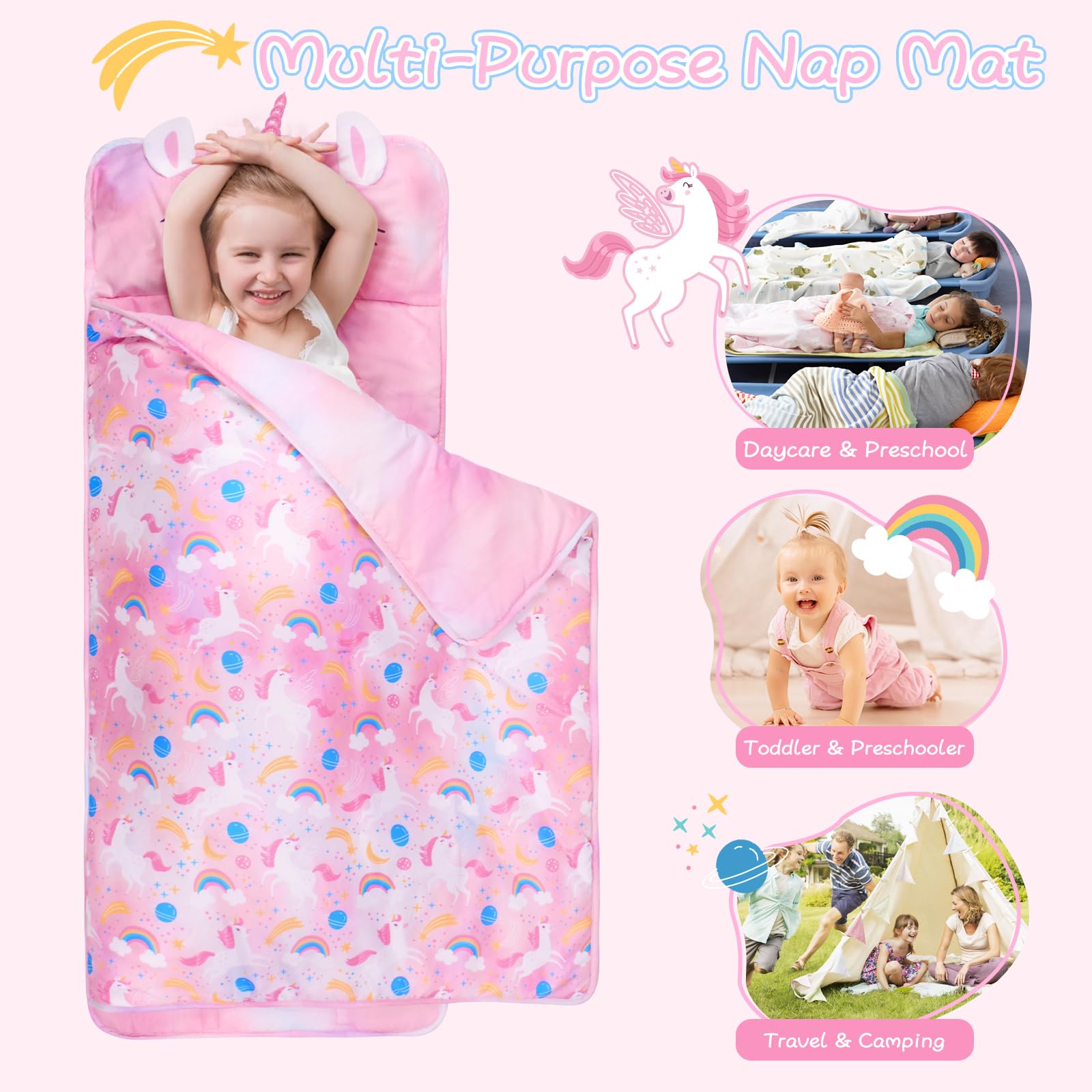 GOPHRALOVE Nap Mat with removable pillow for easy cleaning.