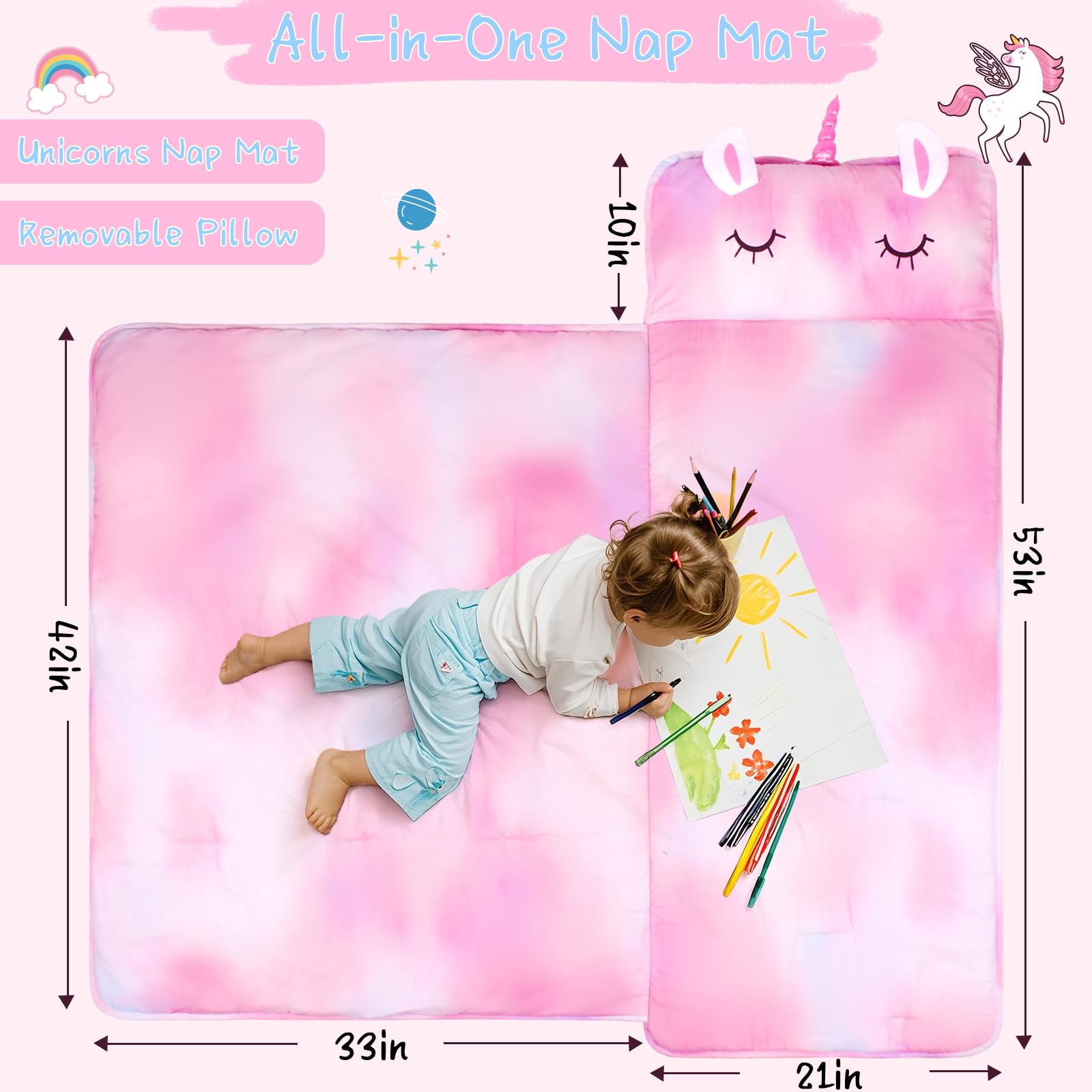 GOPHRALOVE Nap Mat with soft blanket for extra warmth.