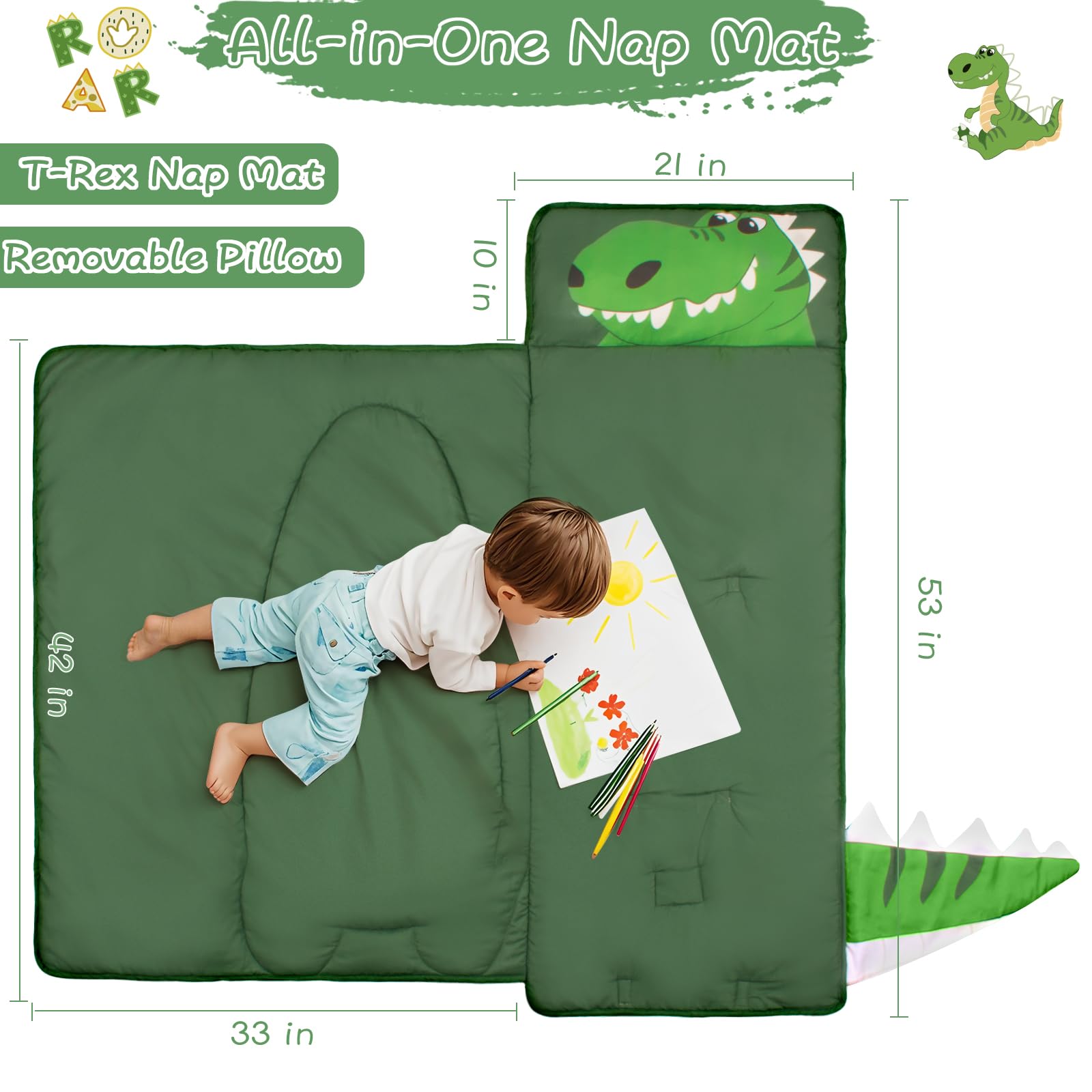 GOPHRALOVE nap mat with removable pillow for versatile use