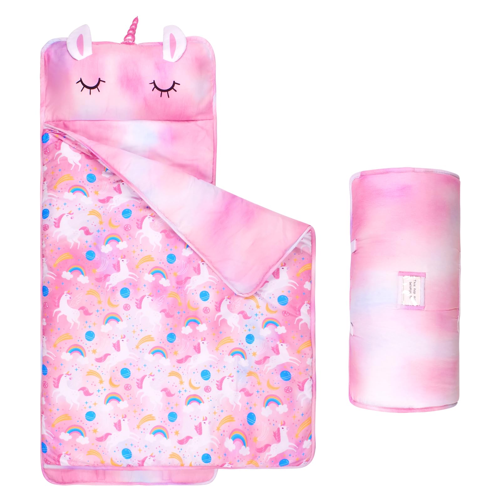 GOPHRALOVE Toddler Nap Mat with dream unicorns for cozy daycare naps.
