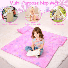 GOPHRALOVE Unicorns Nap Mat with detachable pillow for cozy naps.