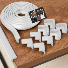 GORILLA GRIP corner protector on wood table edge provides soft cushioning