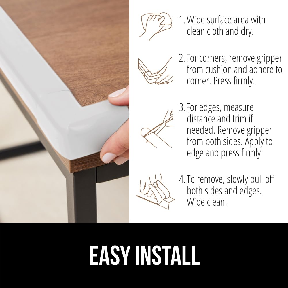 GORILLA GRIP on a bed frame corner demonstrates child-safe corner protection