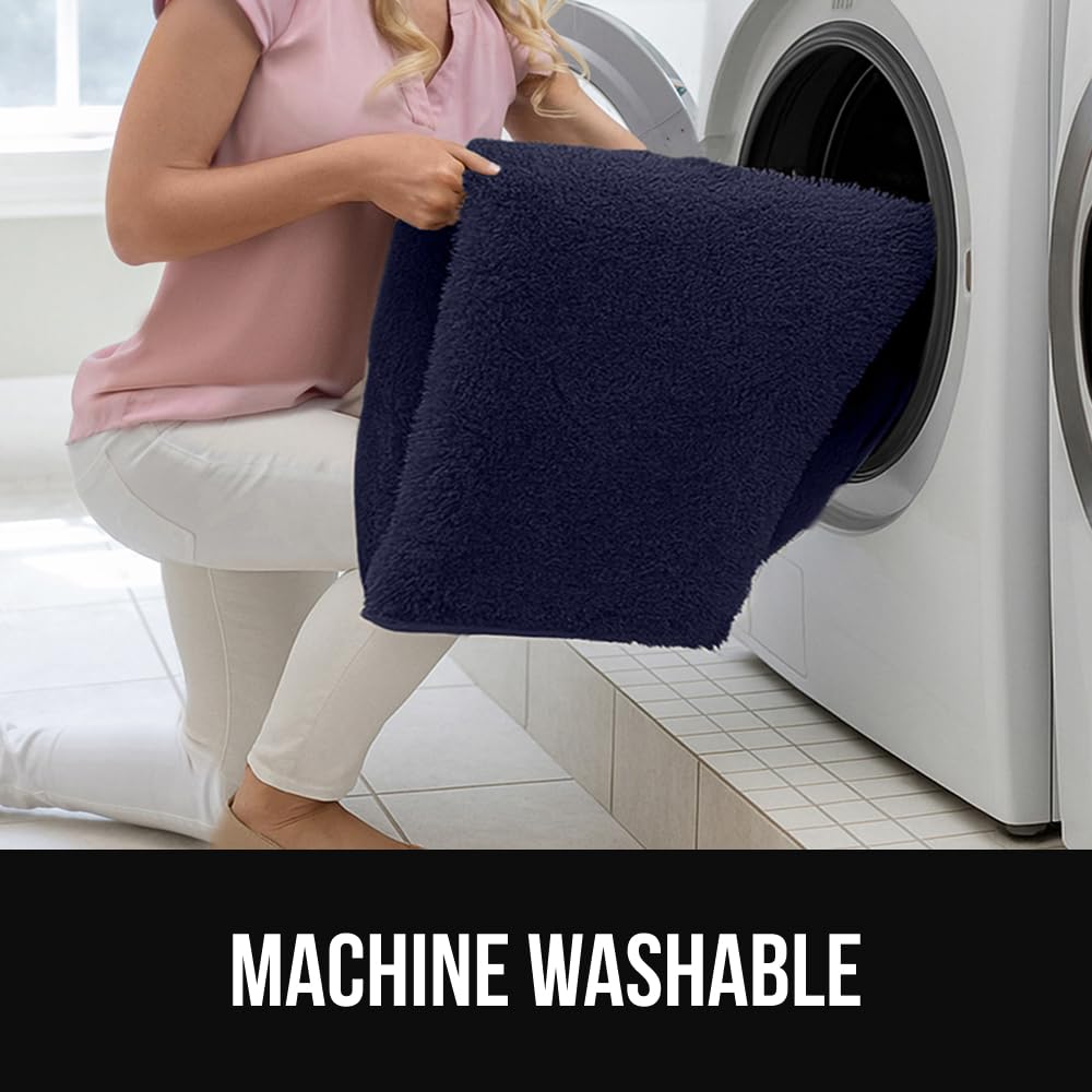GORILLA GRIP nonshedding rug in navy, durable for high-traffic areas.