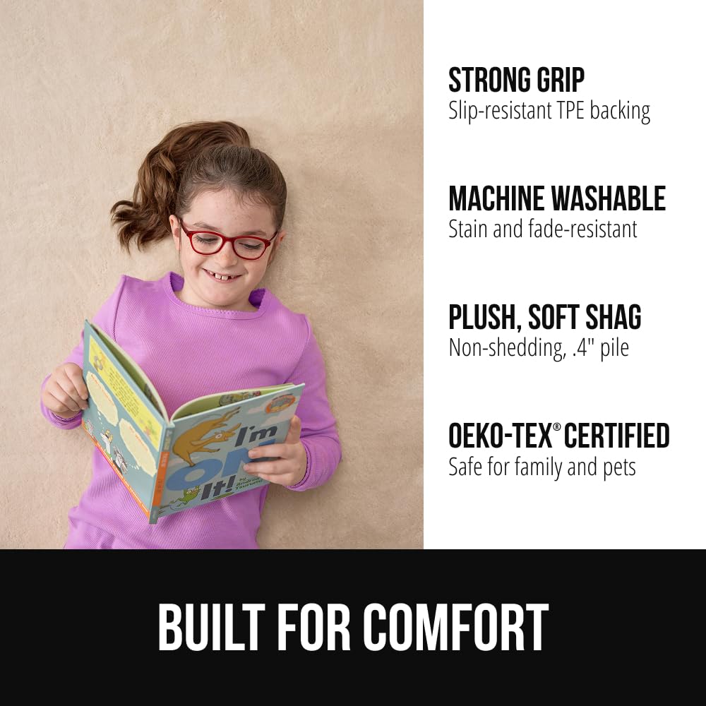GORILLA GRIP ultra-soft ivory pile offers plush comfort under feet