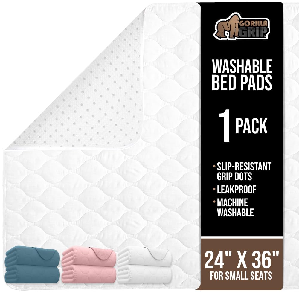 GORILLA GRIP underpads with waterproof barrier protect bedding while absorbing spills.