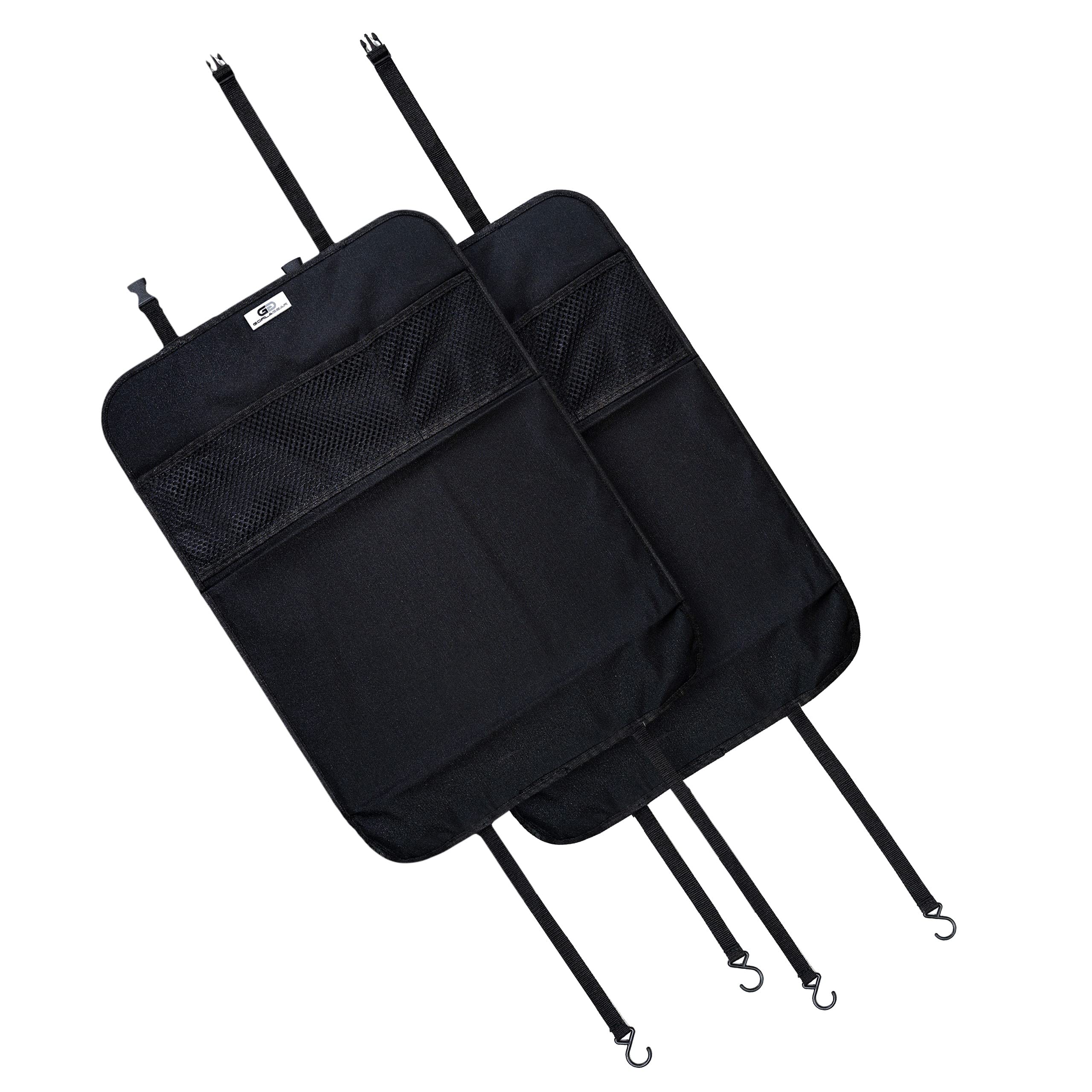 Gorla Gear black heavy-duty kick mats protect front seats from kicks and dirt