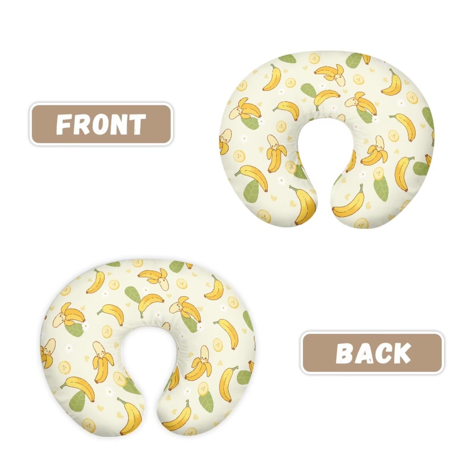 Goronwyfloyd banana and leaf design cover fits U-shaped pillows for easy care