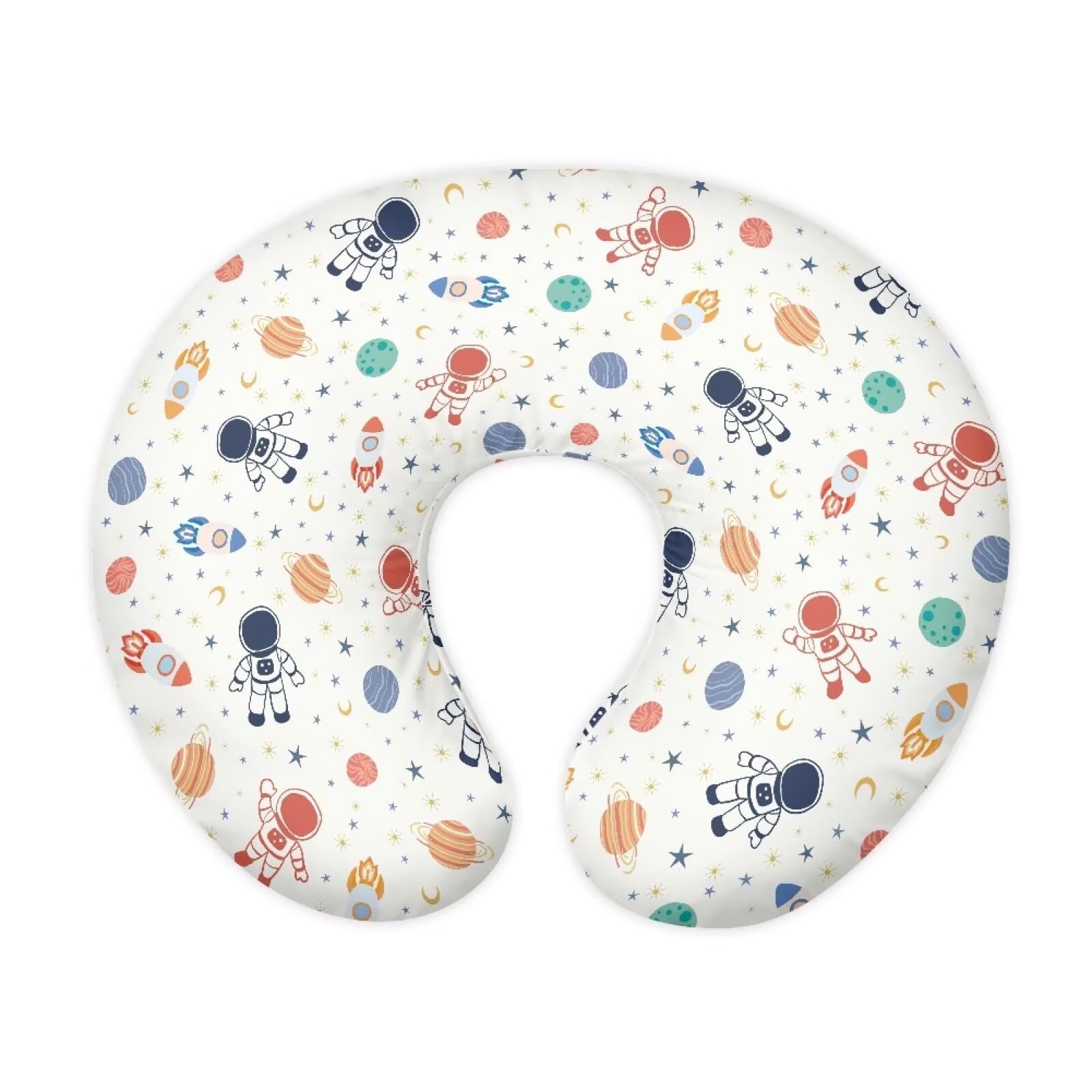 Goronwyfloyd breastfeeding pillow slipcover featuring astronaut rocket print for feeding comfort