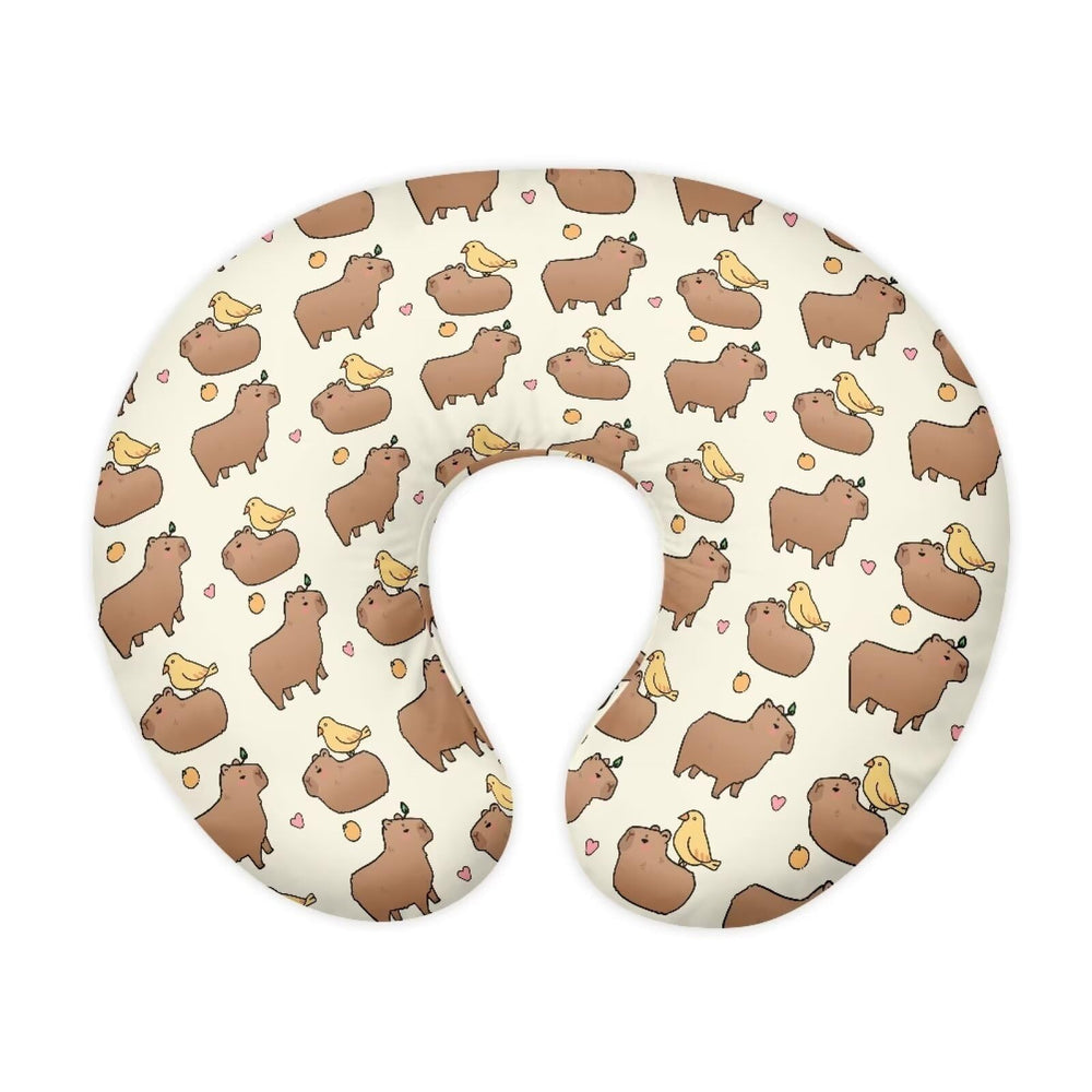 Goronwyfloyd Capybara nursing pillow cover in soft fabric for gentle baby support.