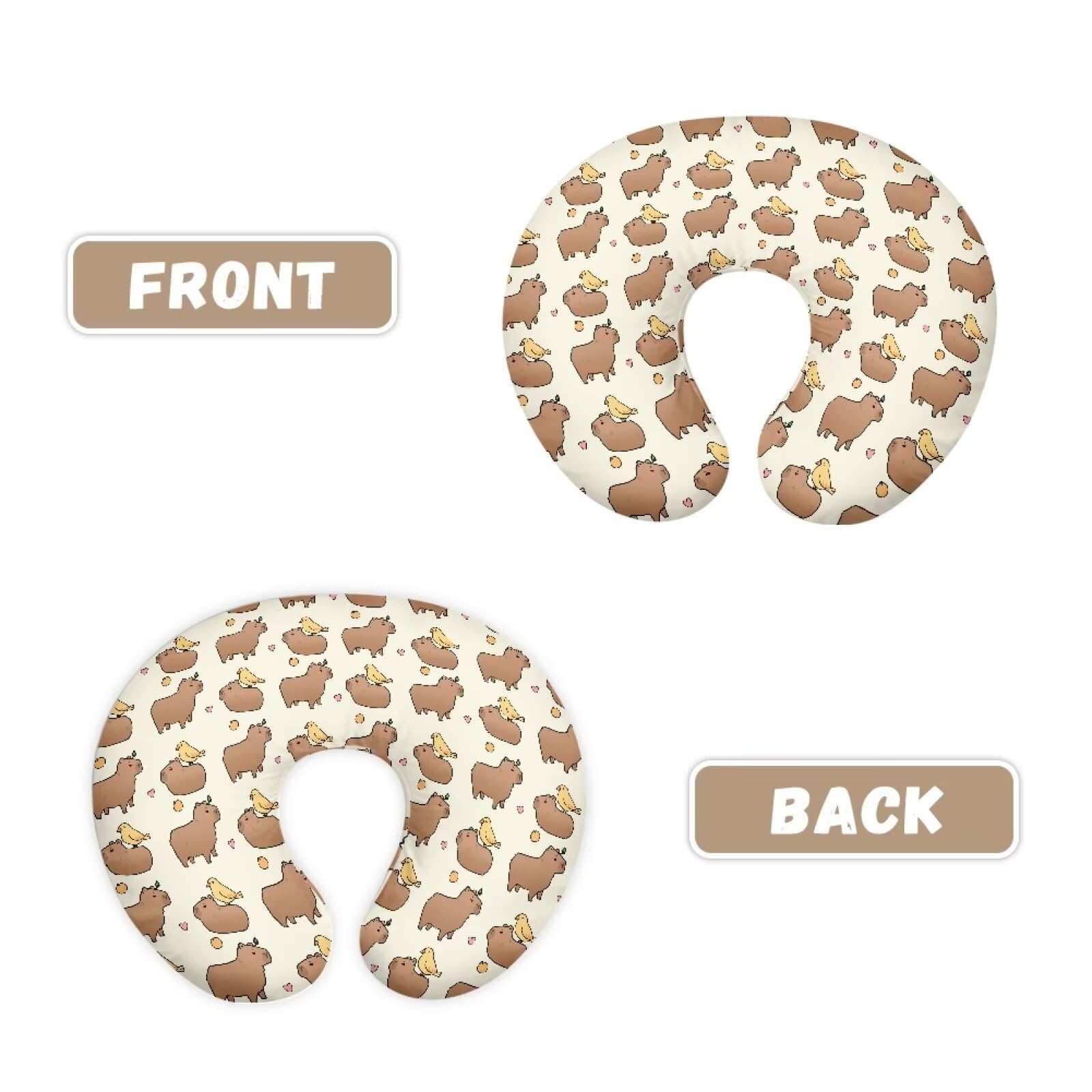 Goronwyfloyd Capybara pillow cover features an ergonomic U-shaped design.