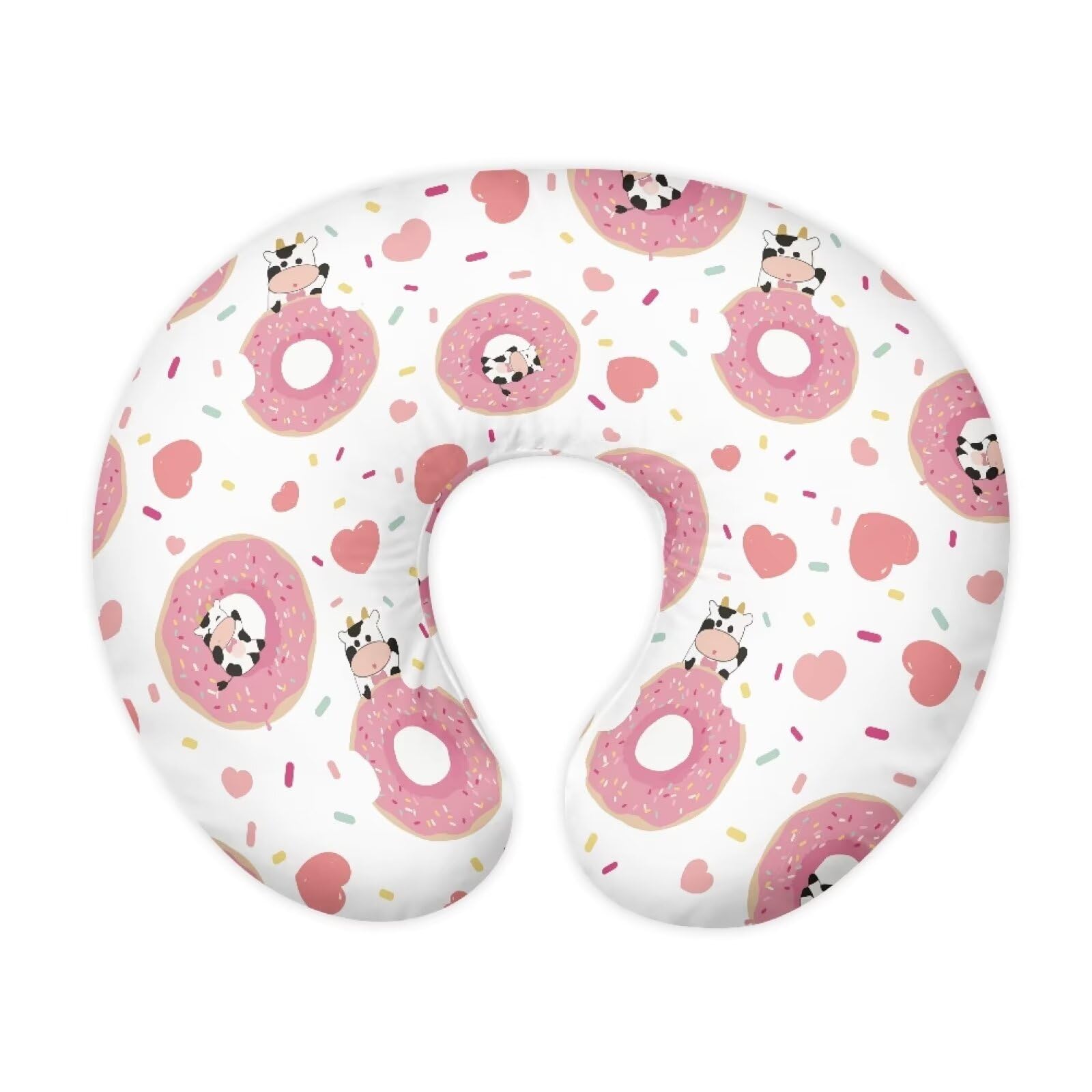 Goronwyfloyd donuts and cows slipcover closeup shows soft fabric and stitching for comfort