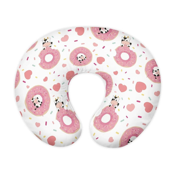 Goronwyfloyd donuts and cows slipcover closeup shows soft fabric and stitching for comfort