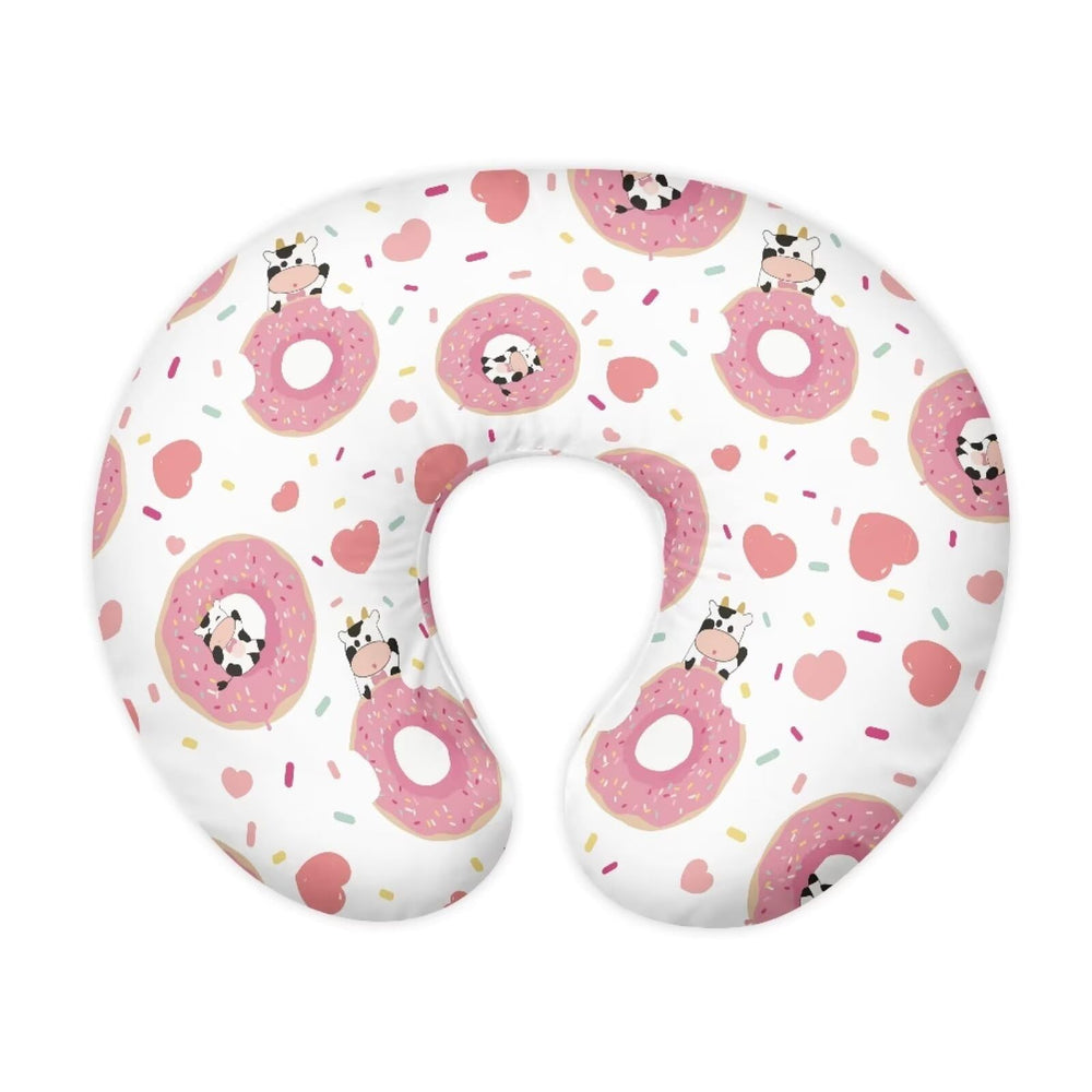 Goronwyfloyd donuts and cows slipcover closeup shows soft fabric and stitching for comfort