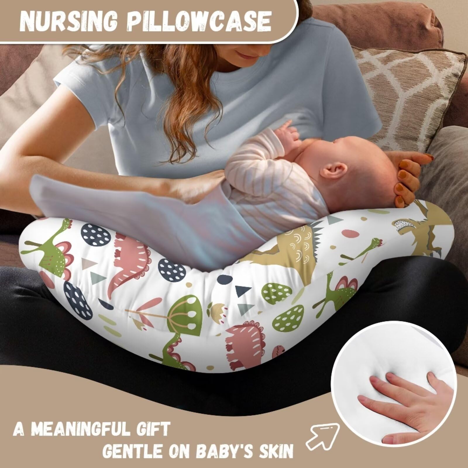 Goronwyfloyd soft nursing pillow cover makes a thoughtful nursery gift for new parents.