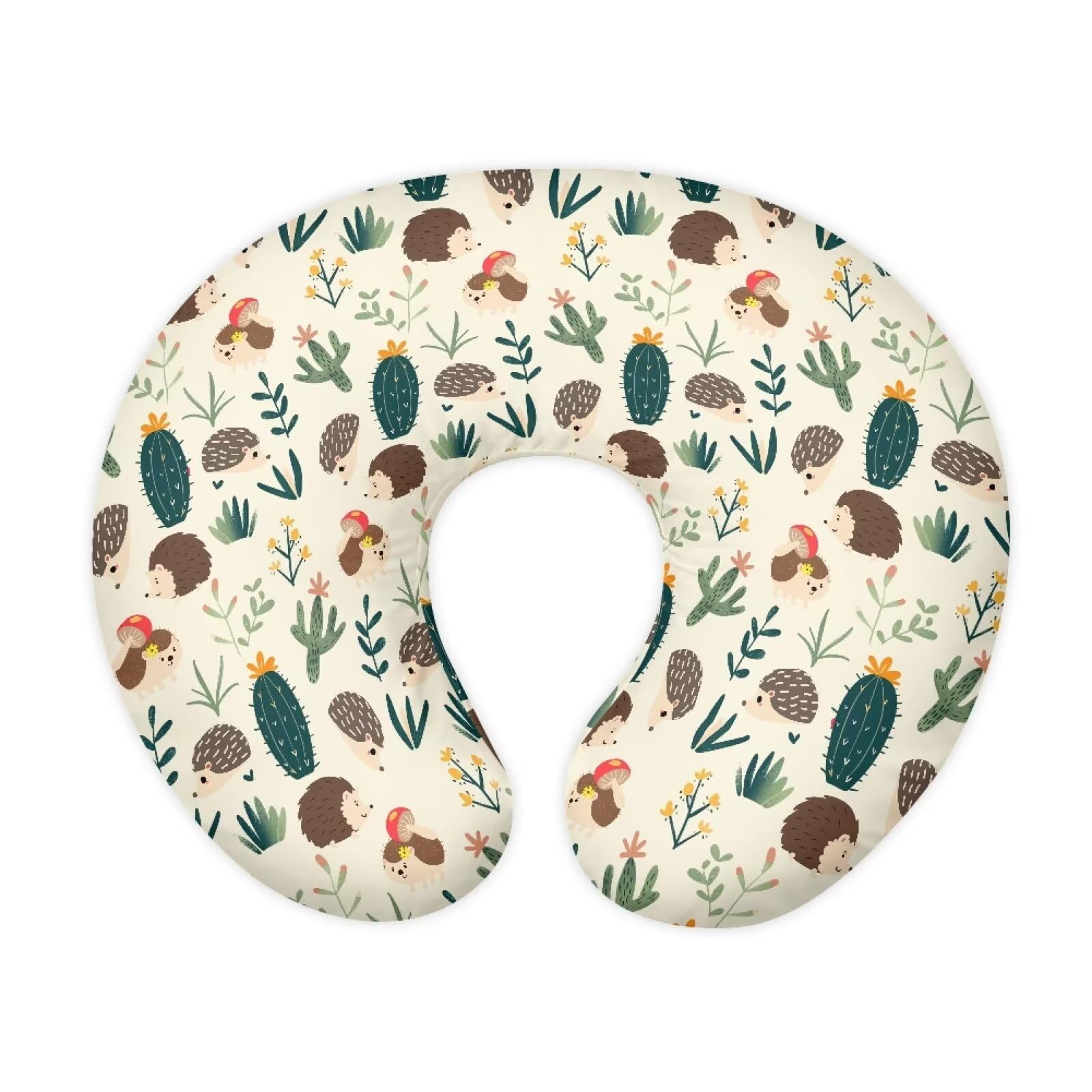 Goronwyfloyd hedgehog cactus nursing pillow cover with playful design for baby comfort.