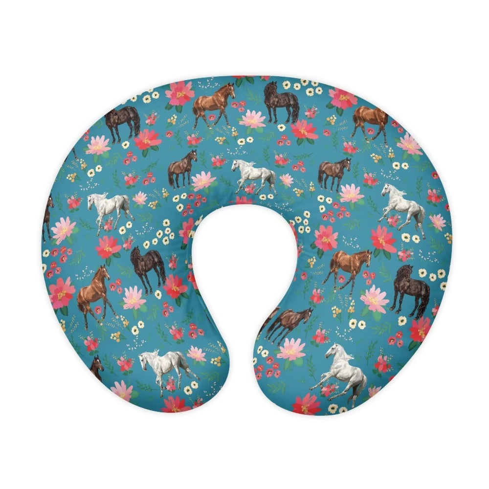 Goronwyfloyd horse and red floral nursing pillowcase adds cozy style and protection.
