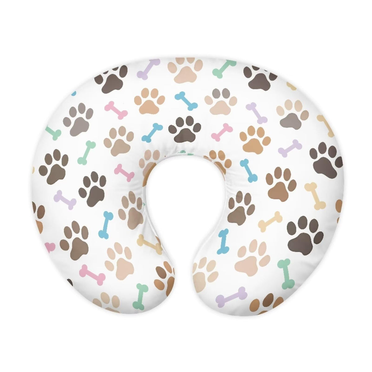 Goronwyfloyd multi paw and bone pillow slipcover with hidden zip design.