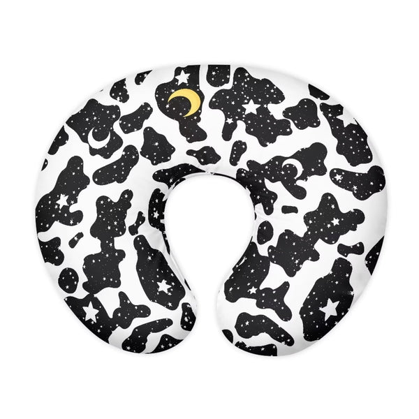 Goronwyfloyd multi-star cow-stripes slipcover offers soft comfort for nursing sessions.